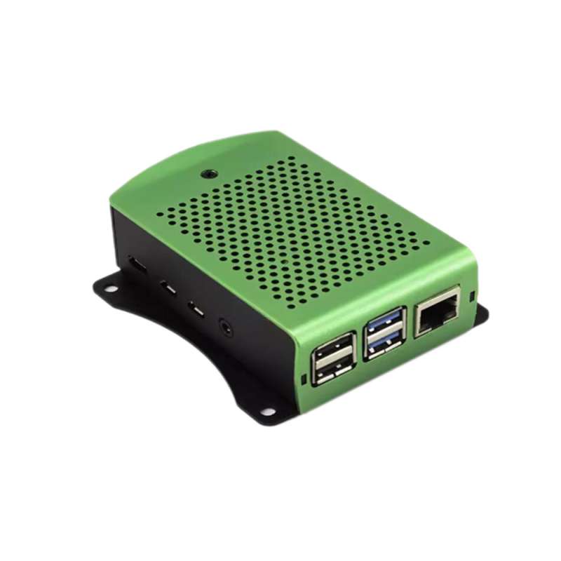 Boîtier vert Pi 3B – ports accessibles